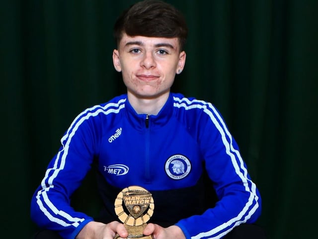 Josh Long U16 Player of the Year and the Jim Gallagher Man of the Match Award at Trojans annual presentation of awards held in Cecilia's College. (Photo - Tom Heaney, nwpresspics)