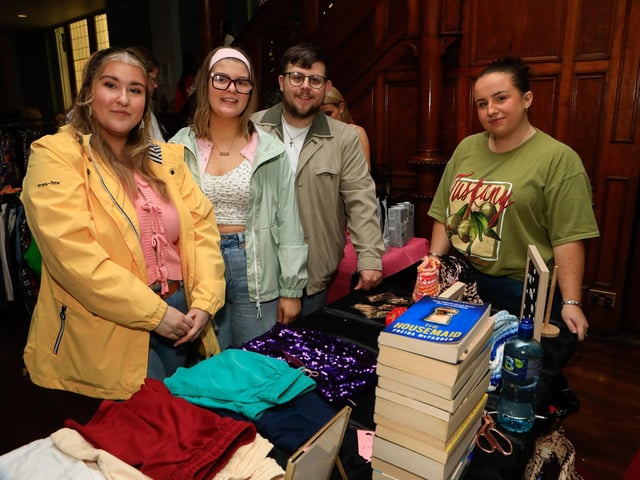 Customers at Caoimhe O'Reilly's stand at the Revive ‘Vinted in Real Life’ pop up event held in St. Columb's Hall. (Photo - Tom Heaney, nwpresspics)