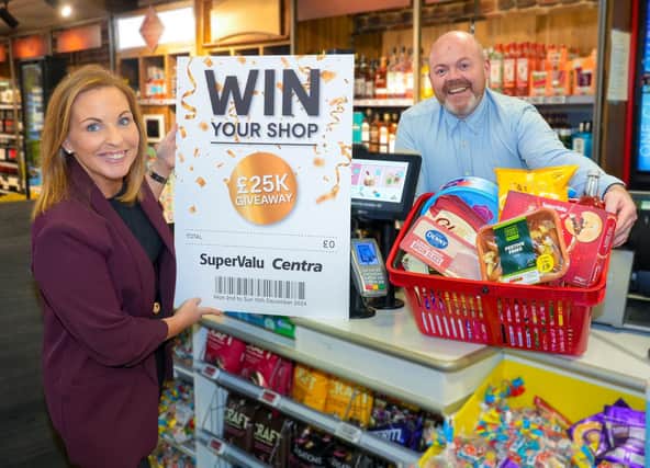 Musgrave NI Director of Trading Julie Cherry and Lead Operations Manager David Thompson-Lyons launch the Win Your Shop campaign at SuperValu and Centra.
