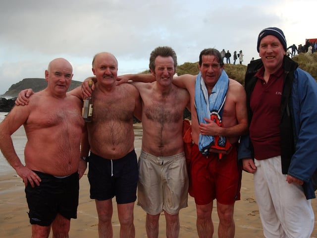Braving the elements at the Culdaff New Year's Day Swim in 2004.