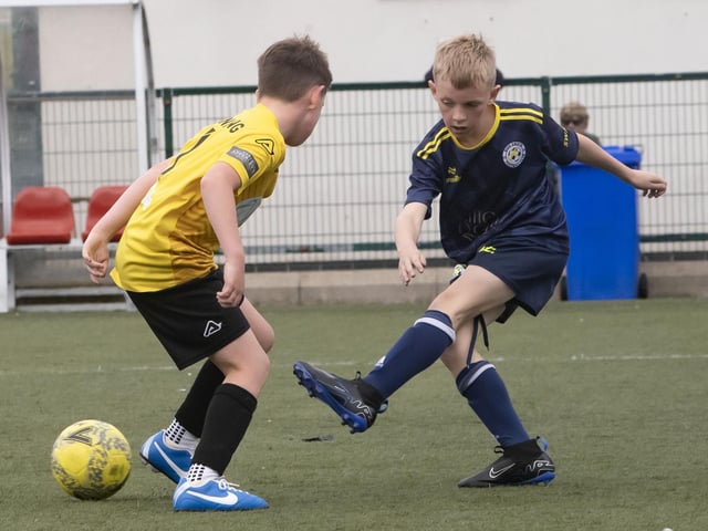 Action from Wednesday's u-10 Foyle Cup Mini Soccer game between Limavady Youth Colts and Sion Swifts in the O'Neills Foyle Cup at Leafair Park, Derry. (Photos: Jim McCafferty Photography)