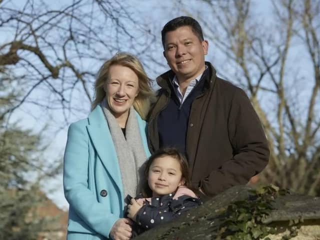 Epsom College head Emma Pattison, 45, her husband George, 39, and their daughter Lettie, seven. 