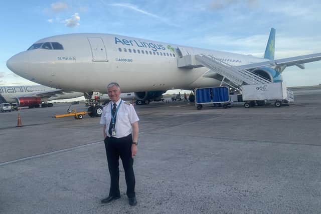 Niall Downey with Aer Lingus' St. Patrick in Barbados.