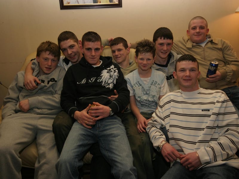 Ruari, Kenny, Andy, niall, birthdday boy Caoimhinn, Shane, Kevin and John get ready to party 0128/JML : .