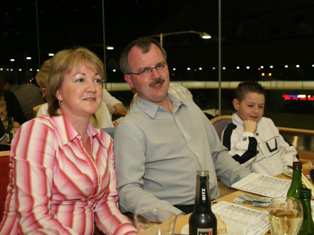 Enjoying a night out at the Lifford Stadium in March 2005.