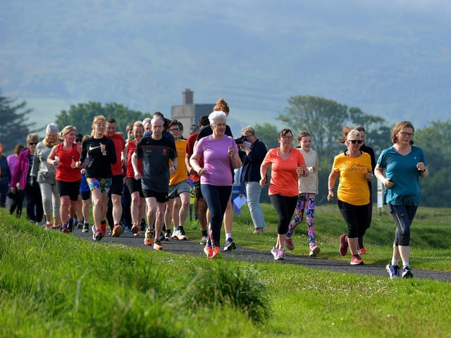 Participants in the Buncrana Park run on Saturday morning, in memory of the late Ciaran Caldwell. Photo: George Sweeney. DER2319GS – 16