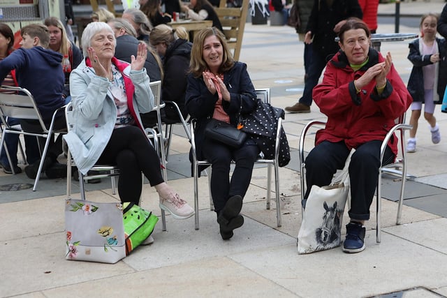 Enjoying the entertainment in the Guildhall Square.  (Photo - Tom Heaney, nwpresspics)