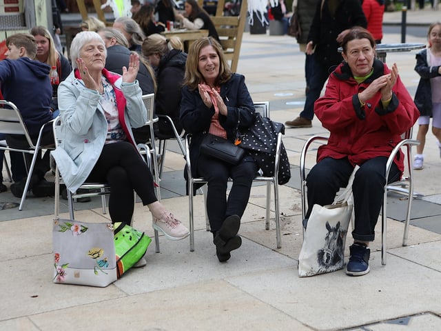 Enjoying the entertainment in the Guildhall Square. (Photo - Tom Heaney, nwpresspics)