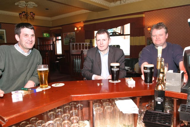 Punters enjoying a pint in The Clarendon Bar in April 2004.