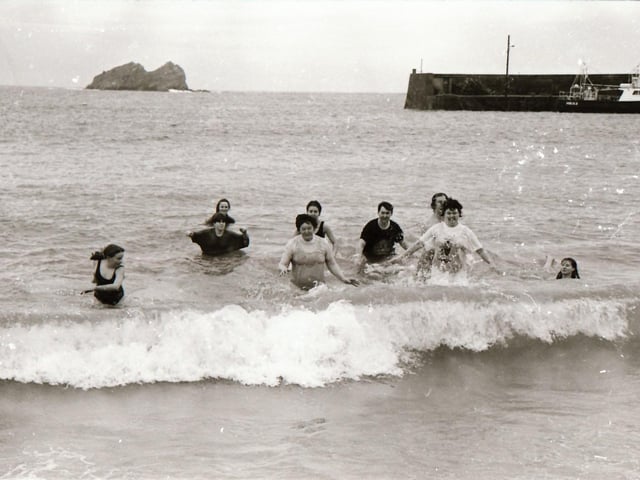 Taking a cold dip at Malin Head during Christmas Day, back in December 1994.