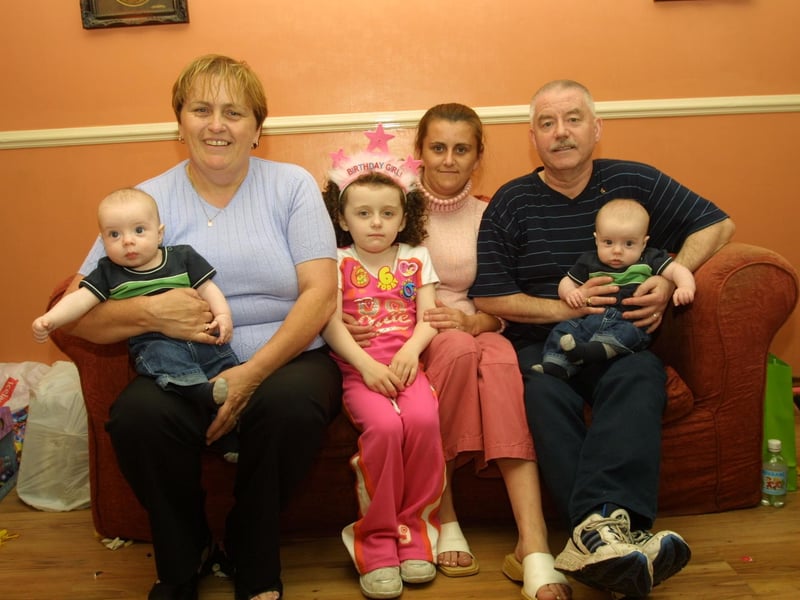 Kieran Bradley, Ann Connor (granny) Molly Connor, Melissa Connor (mum), Dermott Connor (granda) and Colum Bradley.