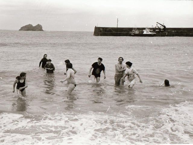 Taking a cold dip at Malin Head during Christmas Day, back in December 1994.