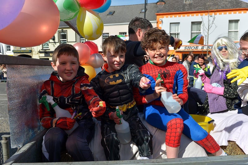 There were many colourful characters and floats in the Easter Monday parade in Carndonagh. Photo: George Sweeney.  DER2315GS – 69