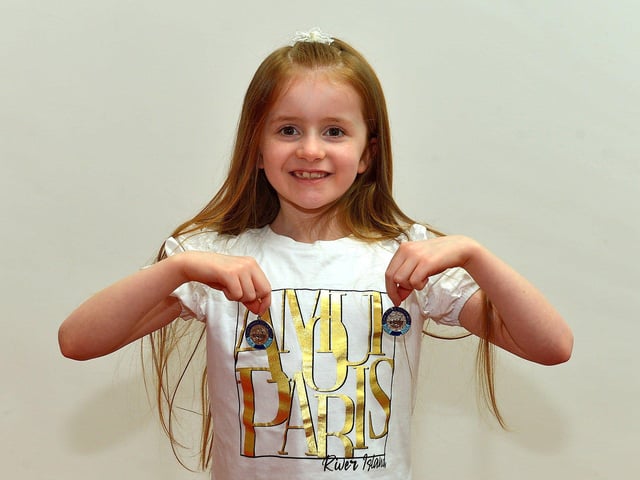 Isla Connolly was awarded 2nd in P4 Study Prose and 2nd in P4 Poem at the Feis Dhoire Cholmcille on Tuesday at the Millennium Forum. Photo: George Sweeney. DER2315GS – 147