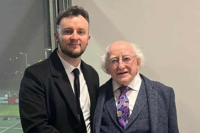 Conor McGinty with the President of Ireland Michael D Higgins in Derry.