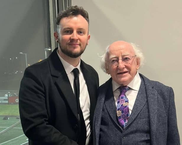 Conor McGinty with the President of Ireland Michael D Higgins in Derry.
