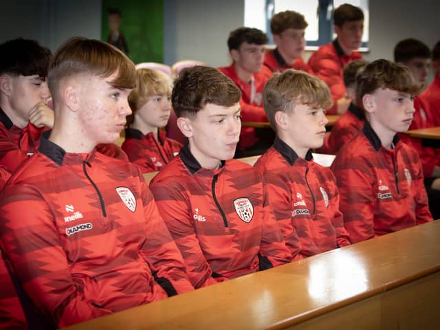 Some of the young Academy players pictured during Wednesday's finale at St. Joseph's Boys School, Derry.