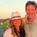 Roma Downey pictured with actor Dennis Quaid, who stars in the film she produced, titled 'On A Wing and a Prayer'.