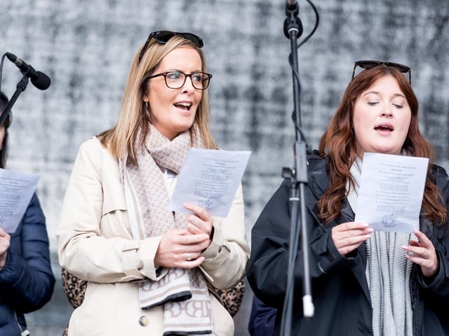 Participants at the Derry Diocese Fan The Flame annual Mass 2025 in Celtic Park.