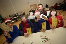 Bingo MC Micky Doherty pictured with Bernie Gallagher, Robin Meenan, Bridie McGlinchey and Molly Lynch. : .