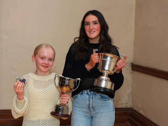 Aoibh McGuinness winner of the Molly O’Hara Cup foe English Song and was placed 3rd in both Junior Song and Sacred solo while Clara Hutton won the Maureen Owens Cup for Sacred Solo at St Columb’s Hall. Photo: George Sweeney.