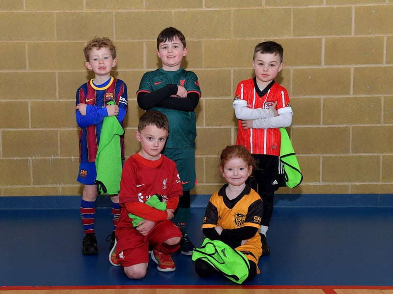 Some of the children who took part in the Derry City Easter Soccer Camp at Broadbridge Primary School. Picture: George Sweeney. DER2315GS – 120