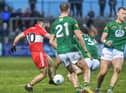 Niall Toner scores Derry's second goal against Meath at Owenbeg. (Photo: George Sweeney)