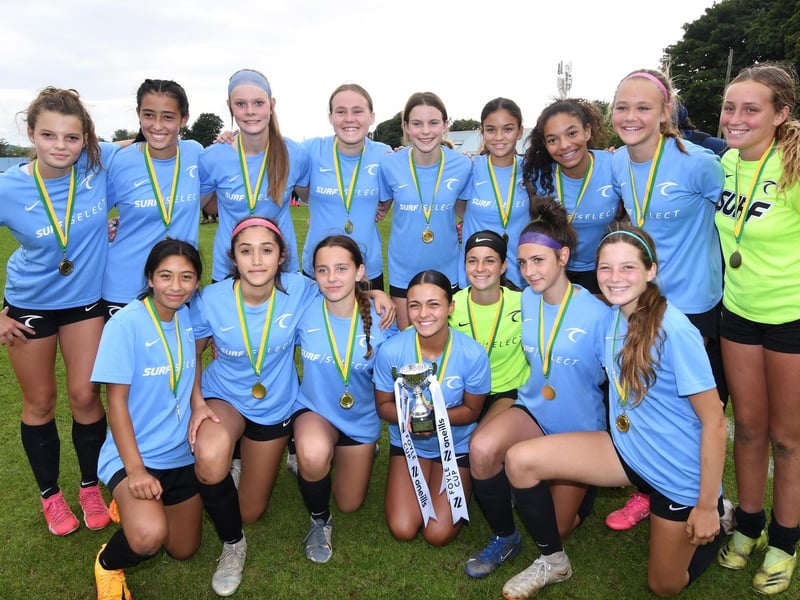 The Surf Select (USA) team who were the winners of the O'Neills Foyle Cup Girls Under-15 final at Wilton Park on Thursday.