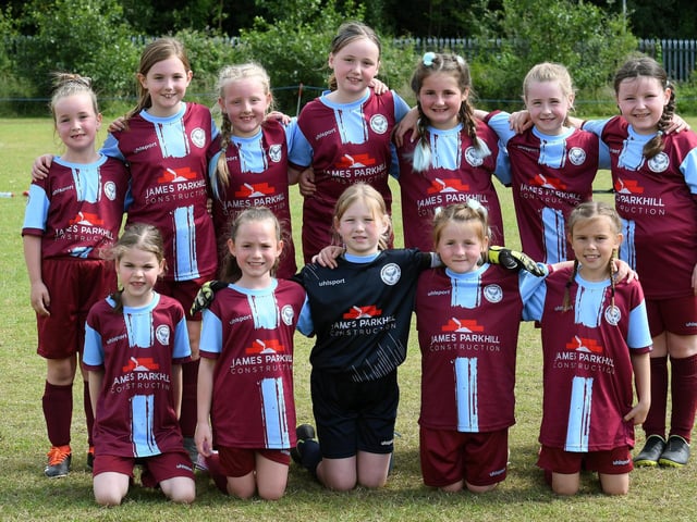 The Newbuildings United girls under-9's team at Wilton Park.