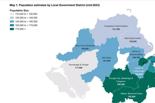 A NISRA map with population estimates.