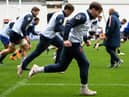 France's scrum-half and captain Antoine Dupont during his side's final training run at the Stade de France before the Scotland game. (Photo by FRANCK FIFE/AFP via Getty Images)