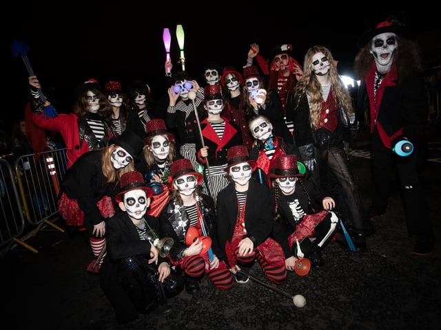 A colourful group of Zombies at Tuesday night's Halloween parade in the city.