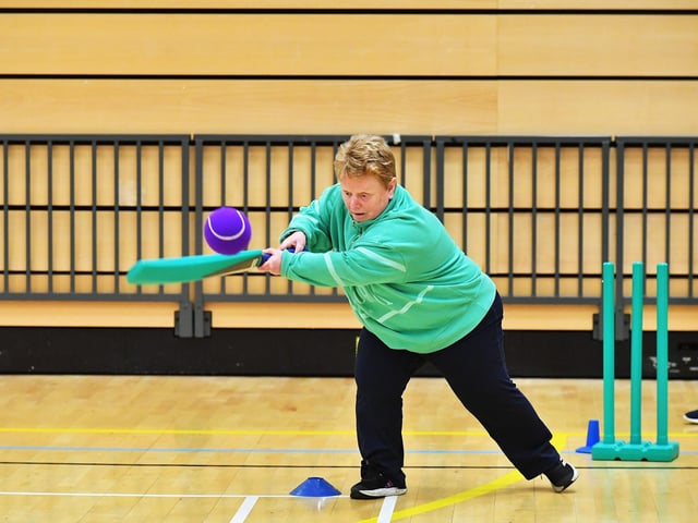 Action from the Cricket Blitz, organised by the North West Cricket Union, held in the Foyle arena on Monday afternoon. Photograph: George Sweeney