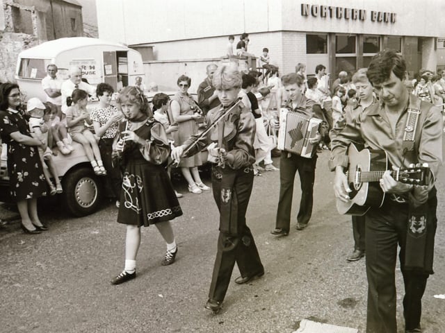Scenes from festivals in Clonmany, Letterkenny and Derry back in August 1984.