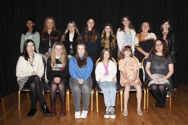Year 10 Girls pictured with teachers Sandra Biddle and Jenny Doherty and adjudicator Grainne McAnnaney-Herr during Saturday’s Foyle School of Speech and Drama at the Millennium Forum. (Photos: Jim McCafferty Photography)

