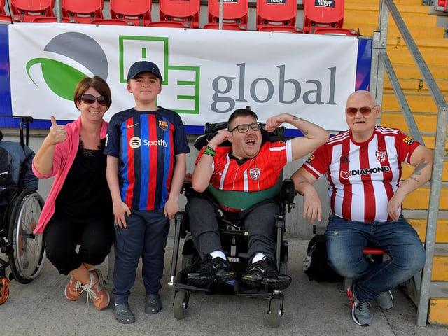 Fans in the Ryan McBride Brandywell Stadium for the Derry City versus Bohemian game on Friday evening. Photo: George Sweeney. DER2322GS – 116