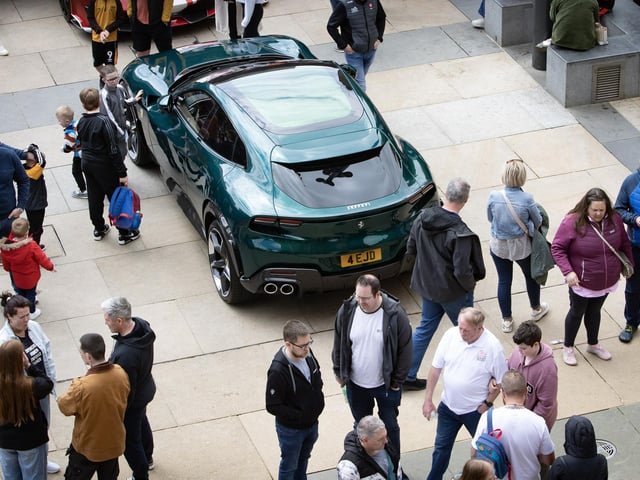 GREEN FERRARI. . . .One of the major attractions at Saturday's Mayor's Supercar event in Guildhall Square, Derry.
