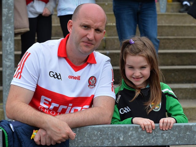 Derry fans at the game against Armagh in Celtic Park. Photo: George Sweeney