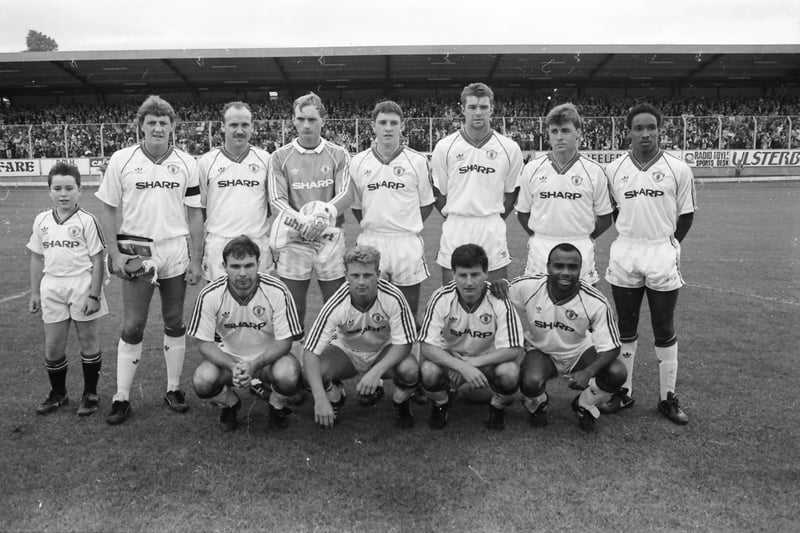 The star-studded Manchester United side which played at the Brandywell in August 1990.