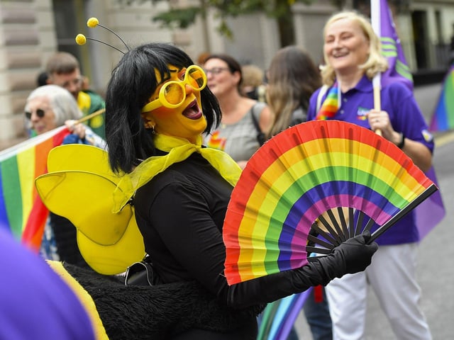 Reveller at the 2025 Foyle Pride Parade. Photo: George Sweeney