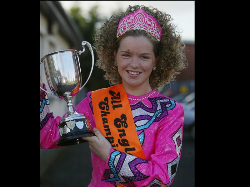 Aisling McGill froom Altcar park, Derry, winner of the under 14 All England Championships recently held in London.  Aisling is a student of the Mary McLaughlin School of Dance. (2410JB111):These Irish Dancing champions were featured in the 'Journal' in 2003 marking their achievements.