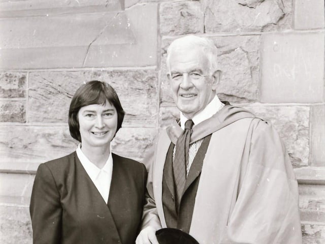 Photographs of students, professors, and proud parents during the Magee graduations in June 1995.