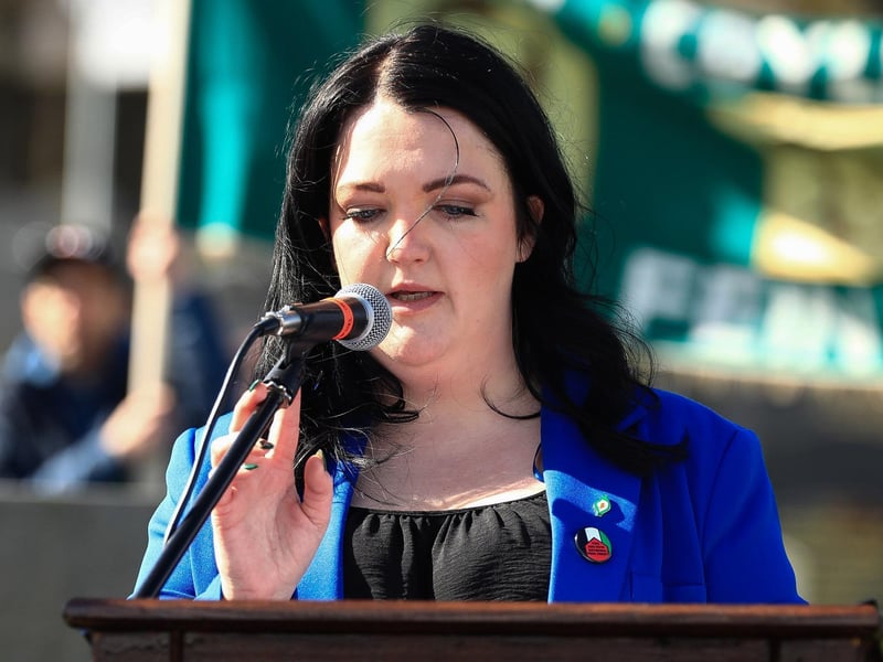 Colr. Emma McGinley reading the Derry Republican dead role of honour at the Easter Sunday Commemoration held in the Republican plot in the City Cemetery. (Photo - Tom Heaney, nwpresspics)