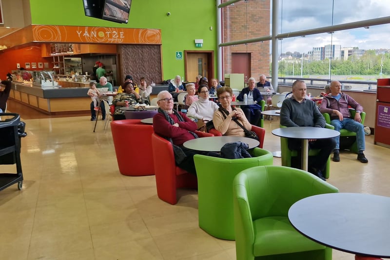 Members of the public enjoying Ricky Cool and the In Crowd in Foyleside on Friday.
