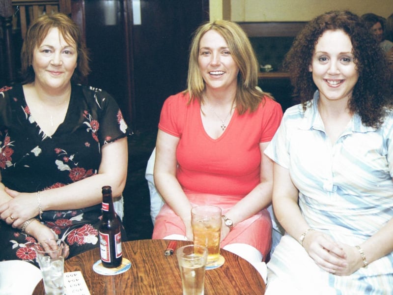 Pictured at the Back to Back in the PO Club were L/R:- Jeanette Devine, Teresa Ferry and Shauna Shiels. 100703HG5:Pictures of birthdays, fundraisers and pub outings in July 2003