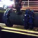 A leak on the main water trunk on the Craigavon Bridge pictured on January 23.