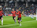 STATEMENT WIN: Ben Doherty, right, of Derry City celebrates after scoring the winner against Shamrock Rovers in Tallaght earlier in the season, with Ryan Graydon and Ollie O'Neil.