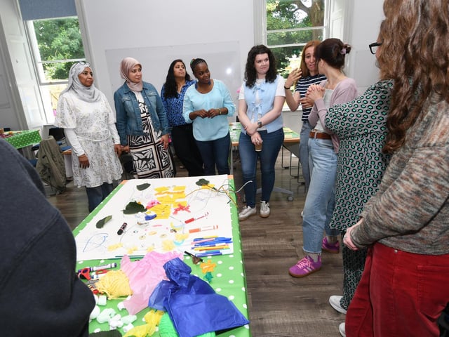 Group pictured during a training session at the Creative Facilitator Training Workshop held by the Waterside Neighbourhood Partnership in St. Columb's Park House on Saturday last. : .