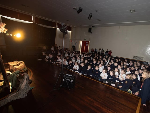 You could hear a pin drop during the Banyan Theatre Company's visit to Holy Child PS on Thursday. The event was part of Feile Derry's Equinox Festival. (Photos: Jim McCafferty Photography)
