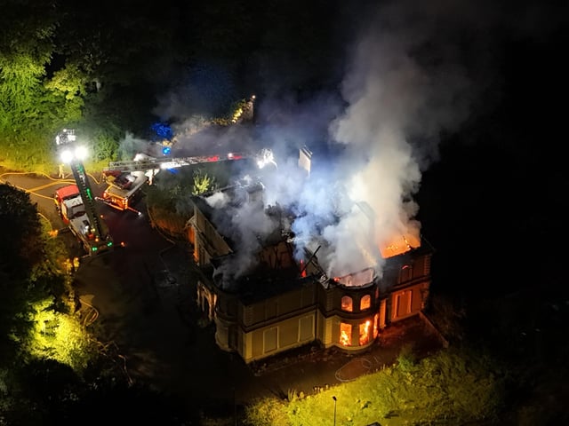 default : Dramatic aerial images of the fire at Duncreggan Road, which is being treated as deliberate. Images: Christopher Tarr.